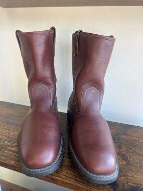Mason Western Leather Boots Vibram Sole Brown Pull On Mens 9